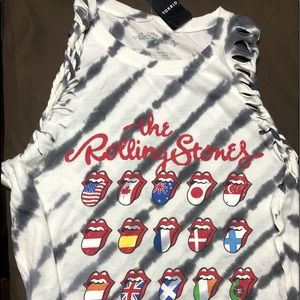 Rolling Stones White and BlackTie Dye Crew Neck